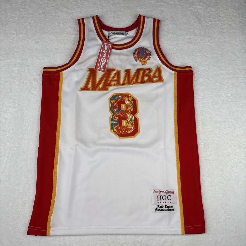 Kobe Bryant Headgear Classic Extraterrestrial White & Red Mamba Jersey Size S